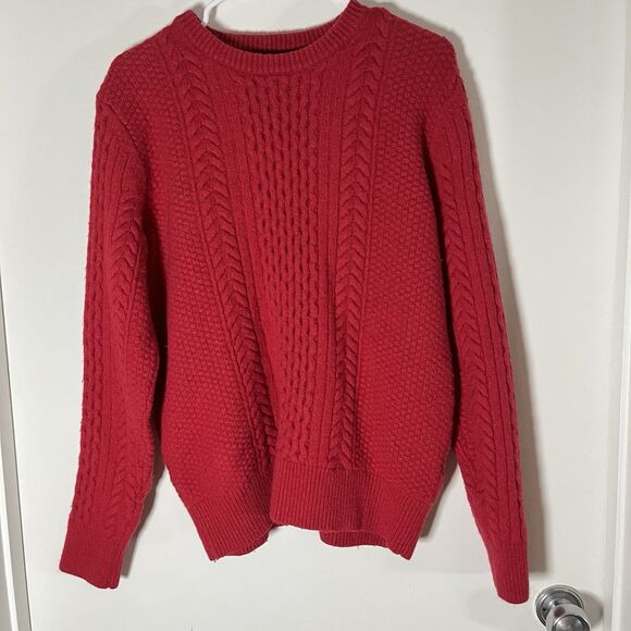 Vintage 90s Women's Tommy Hilfiger Cable Knit Sweater Red Wool Blend Sz M - Picture 1 of 7